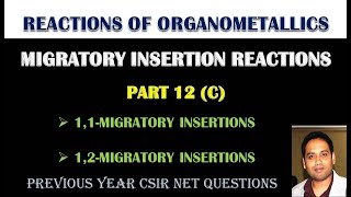 PART 12C MIGRATORY INSERTION REACTIONS IN ORGANOMETALLIC COMPOUNDS FOR CSIR NETGATEIIT JAM [upl. by Nielson]