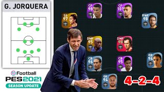 G JORQUERA 424 FORMATION MANAGER REVIEW TACTICS TIPS amp TRICKS  PES 21 MOBILE [upl. by Atinel]