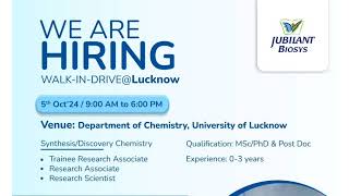 Jubilant Biosys Ltd Walkin Freshers amp Experienced freshersjobs [upl. by Lak990]