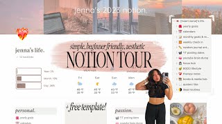 notion tour  FREE template❤️‍🔥simple aesthetic beginnerfriendly amp using a reg planner postgrad [upl. by Wainwright]