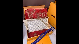 Unboxing LV Pochette Felicie Damier Azur Canvas Bag [upl. by Enaek]