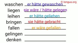 Konjunktiv II Vergangenheit konjunktiv wäre hätte Conditional in German wäre geblieben geliehe [upl. by Weiler645]