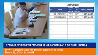 Procurement Livestream of DPWH Camarines Sur 4th DEO on March 12 2024 [upl. by Barney]