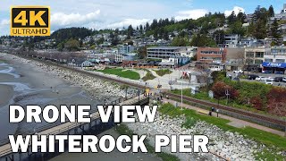 Whiterock Pier Drone View On A Sunny Day  Vancouver BC 4K [upl. by Ilana460]