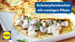 Pfannkuchen mit cremiger Pilzfüllung  Einfach  Lidl Kochen [upl. by Ordnael821]