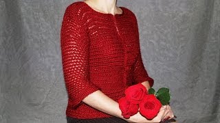 How to crochet womens cardigan  video tutorial with detailed instructions [upl. by Nallek]