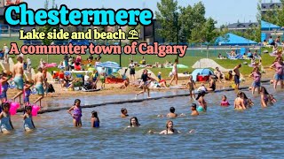 Calgary Canada  Chestermere Lake amp Beach  A commuter town of Calgary Alberta Canada 🇨🇦 [upl. by Nahgam]