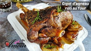 recette de gigot dagneau rôti au four accompagné dune écrasée de pomme de terre à lhuile dolive [upl. by Tortosa]