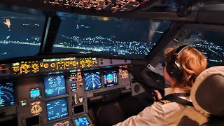 Beautiful FEMALE PILOT Takeoff Airbus A320  Cockpit View [upl. by Melitta]