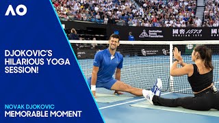 Novak Djokovic Shows Off Flexibility in Yoga Session  Australian Open 2024 [upl. by Nimsaj442]