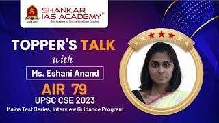 UPSC Topper Talk Ms Eshani Anand AIR  79  UPSC CSE 2023  upsctopper upscmotivation [upl. by Lianna171]