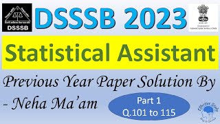 DSSSB  Statistical Assistant 2023 Previous Year Paper Solution previousyearpapersolution examprep [upl. by Blumenthal]