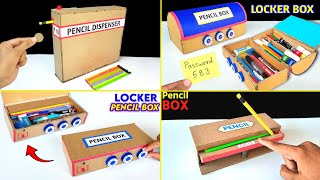 4 Amazing Cardboard projects  how to make pencil dispenser  how to make a locker box [upl. by Kravits]