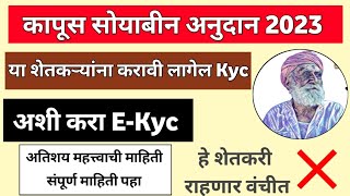 🌱कापूस सोयाबीन अनुदान 2023 अशी करा EKyc कापूस सोयाबीन अनुदान हेक्टरी 5000 रू 2023 खरीप Kyc [upl. by Eener]