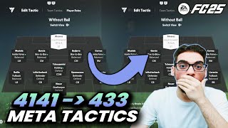 AMAZING 4141 TO 433 BEST META FORMATION AND CUSTOM TACTICS IN FC 25 ULTIMATE TEAM [upl. by Ryun]