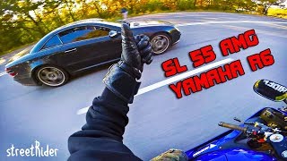 ЧУВАК НА МЕРСЕ ПЫТАЛСЯ  MercedesBenz SL55 AMG V8 vs Yamaha R6 [upl. by Bernardi]