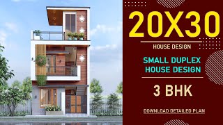 20x30 House Plan  600 Square feet  3 BHK  2030 House Design 3D  20by30 House Plan [upl. by Aehtna]