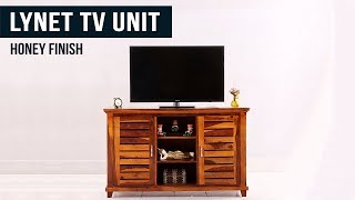 Best Wooden Tv Cabinet amp Stand Buy Lynet Tv Unit Honey Finish Online at Low Price [upl. by Oihsoy]