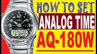 How to set analog time on Casio AQ180W manual for use [upl. by Ordnasela]