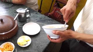 How to eat Tsampa with buttered salted tea [upl. by Alyahs]