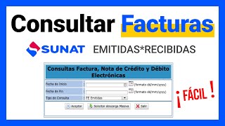 Cómo Descargar o Consultar Facturas Electrónicas emitidas y recibidas 2023  Sunat [upl. by Etnuahc]