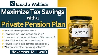 Webinar 🎬 Maximize Tax Savings with a Private Pension Plan [upl. by Yecaj]