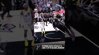 STEPHON CASTLE STEALS IT amp LOBS IT UP TO KELDON JOHNSON dunk basketball nba spurs keldonjohnson [upl. by Kelila]