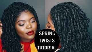 EASIEST SPRING TWISTS TUTORIAL ON SHORT NATURAL HAIR  SPRING TWIST [upl. by Shank934]