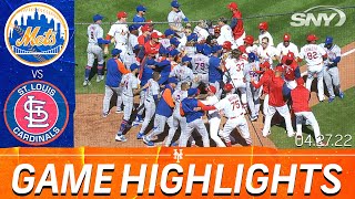 Mets vs Cardinals Highlights Benches clear Nolan Arenado tossed in 105 loss  SNY [upl. by Nnazus]