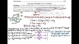 Lagrange Multipliers in three variables [upl. by Trix]