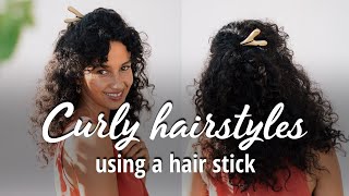 Three easy curly hairstyle tutorials using a hair stick [upl. by Dragon]