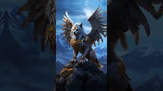 Wolfogryph Mythical Hybrid of Wolf and Gryphon Soars Through Twilight Sky animals ai [upl. by Cnahc]