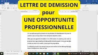 Lettre de Démission pour Opportunité Professionnelle [upl. by Halivah886]