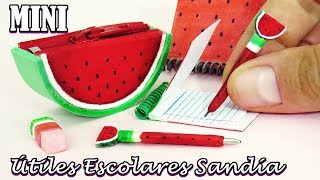 5 Mini Útiles Escolares de Sandía para muñecas Barbie que funcionan  Estuche Bolígrafos y más [upl. by Gabor]