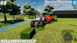 Baling Grass  Sell Grass Bales  Plowing Filed HOLLANDSCHEVELD Farm  Ep3 FS22 [upl. by Nelleeus]