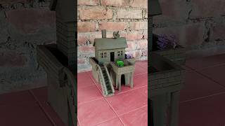 Beautiful miniature mud house making with clay  clayhouse mudhouse craft [upl. by Assilev]