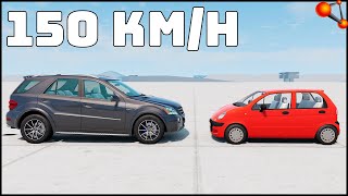 DAEWOO MATIZ vs Mercedes ML63 150 KmH CRASH TEST  BeamNg Drive [upl. by Angelis]