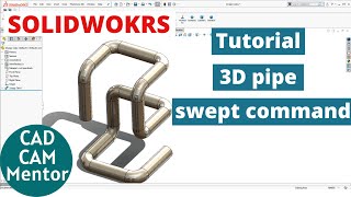 how to make 3d pipe by using swept boss base command in solidworks solidworks tutorial for beginner [upl. by Portland]