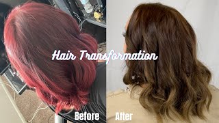 Hair Transformation  Red to Ash Brown no bleach needed [upl. by Mollee]