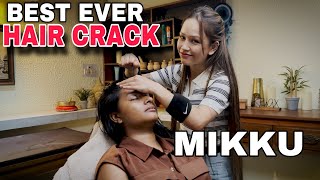 Best ever hair cracking  Deep tissue Head massage by Mikku Barber  ASMR Realxation [upl. by Hahsia]