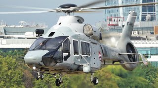 New Airbus Helicopters H160 landing and takeoff at Paris heliport  Marine française [upl. by Auqenahc]