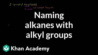 Naming alkanes with alkyl groups  Organic chemistry  Khan Academy [upl. by Ecreip657]