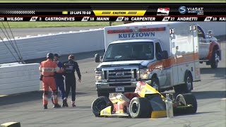 Verizon IndyCar 2015 Pocono Justin Wilson fatal crash [upl. by Aicenad]