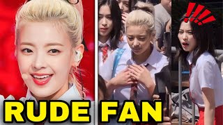 ITZY’s Ryujin angry after rude fan pushes Lia on the way to music bank kpop [upl. by Masry]