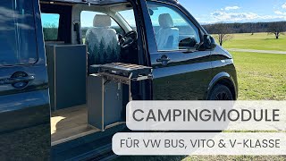 Campingmodule für deinen Camper Van Ausbau 🚐 VW Bus Mercedes Vito VKlasse vanexxt Ford Transit [upl. by Aerdnaxela]