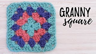 Cómo tejer GRANNY SQUARE básico a crochet  tutorial PASO A PASO  Ahuyama Crochet [upl. by Salahcin998]