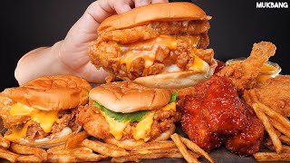 ASMR MUKBANG  KFC BURGERS 🍔 CHICKEN 🍗 FRENCH FRIES 🍟 EATING 햄버거 양념치킨 감자튀김 소스 퐁당 먹방 [upl. by Canfield296]