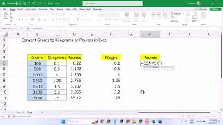 Convert Grams to Kilograms in Excel [upl. by Bornie]