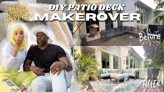 DIY Deck Patio Makeover on a Budget  Extreme Outdoor DIY  Outdoor Decorating with Bilal amp Shaeeda [upl. by Sesiom]