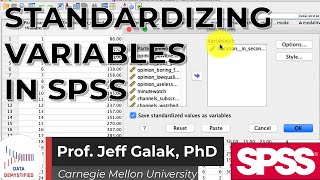 Standardize Variables in SPSS Tutorial SPSS Tutorial Video 10 [upl. by Nylarak]